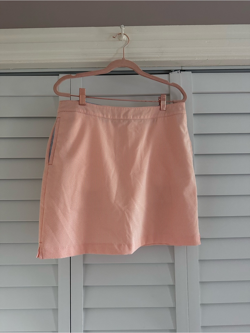 Orange and White Seersucker Golf Women's A-Line Skirt Skort